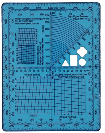 MTT PL - GPS Plotting Winkelmesser für militärische Kartenmarkierung, Winkelmessungen und GPS Genaue Kartenplotten für Outdoor-Navigation, Wandern, Orientierungslauf und Überleben