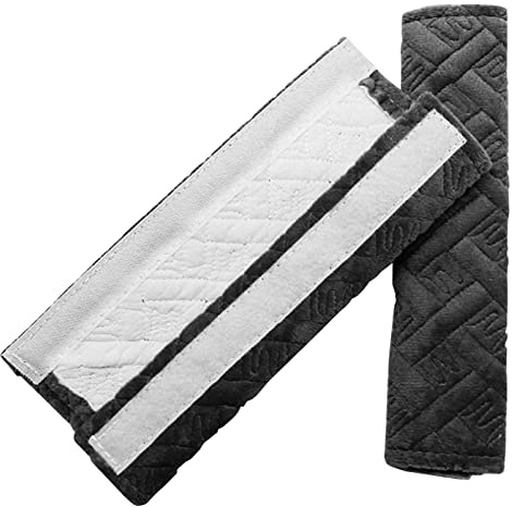 Cuscinetti per cinture di sicurezza, comfort per auto, con gancio e passante, per cintura di sicurezza auto, confezione da 2, colore: nero