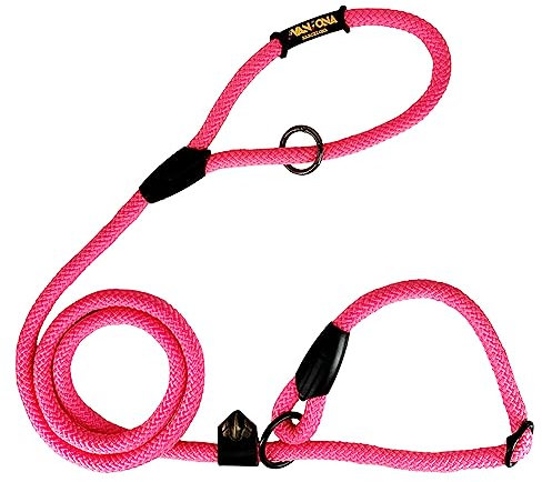 Laisse pour Chien en Corde avec Collier Matingale, Anti-Traction. 160M. Rose