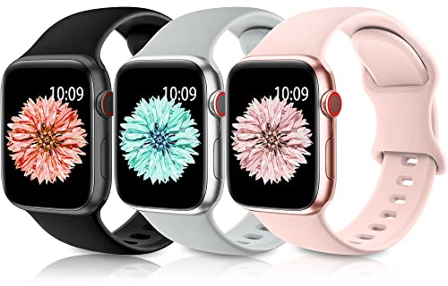 Higgs 3 Pezzi Cinturini Compatibile con Cinturino Apple Watch 40mm 41mm 38mm Donna e Uomo, Bracciale Sportivo in Silicone Morbido per iWatch Series(42mm 10) 9 8 7 SE 6 5 4 3 2 1, Grigio