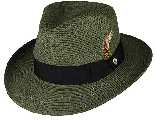 Jaxon & James Summer C-Crown Straw Fedora Hat - Olive - 2XLARGE