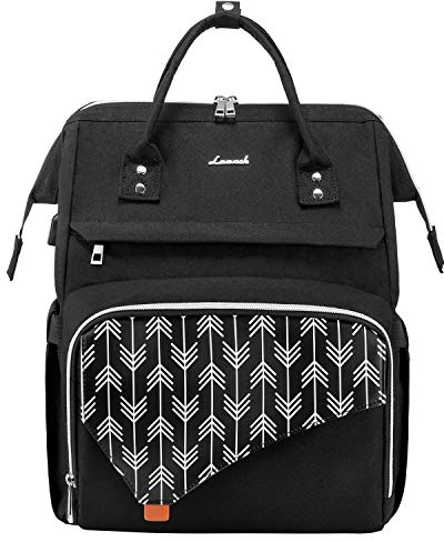 LOVEVOOK Mochila Mujer para Portátil de 15,6 Pulgadas, Impermeable Mochila para Ordenador con USB, Elegante Mochila Universitaria Viaje Trabajo Escuela Oficina, Negro