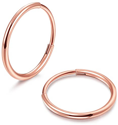 Milacolato G23 - Orecchini a cerchio in titanio per donne e uomini, ipoallergenici, con cerniera, per cartilagine, elica, dormiente, leggeri, piccoli orecchini ad anello argento/oro/oro rosa/nero