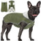 wasserdichte Winter Fleece Warme Jacke Hundemantel, Hundejacke Französische Bulldogge Winter, Hunderegenmantel mit bauchschutz, Hundepullover für Mittelere Hunde, ArmyGreen L