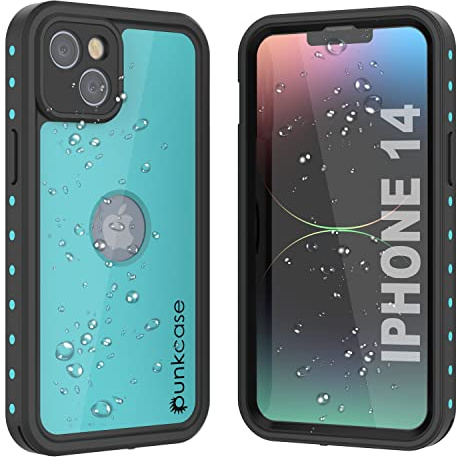 PunkCase for iPhone 14 Waterproof Case [StudStar Series] [Slim Fit] [IP68 Certified] [Shockproof] [Dirtproof] [Snowproof] 360 Full Body Armor Cover For iPhone 14 (6.1) (2022) [Teal]
