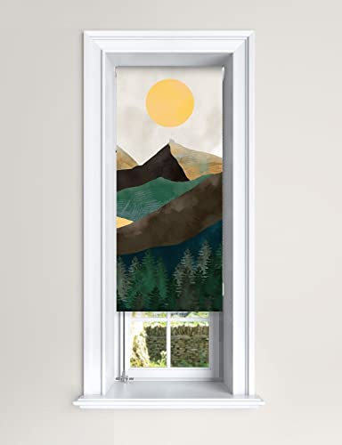 Lister Cartwright Tapestry Painted View Green Blackout Roller Blind Painted View Windows Blinds Child Safety Decor Painted Easy Fit Cut To Size (60 cm Width x 140 cm Drop)