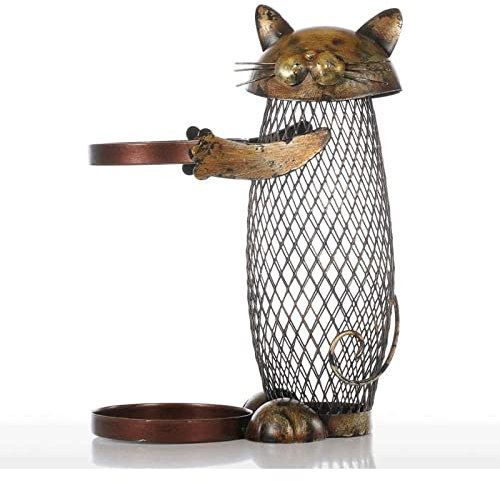 OLOTU Unique Animals Shape Wine Rack Creative Metal Cat Wine Holder Cork Container Bottle Wine Cabinet Freestanding Countertop