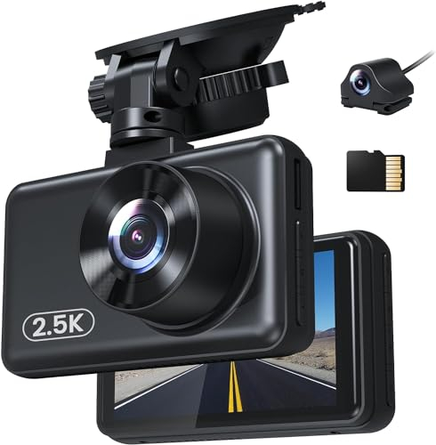GKU 2.5K Dashcam Auto Vorne Hinten,FHD 1600P+1080P Dash Cam Autokamera mit 32GB SD-Karte,3 IPS Bildschirm Auto Kamera 170° Weitwinkel,HDR Super Nachtsicht,Parküberwachung,G-Sensor,Loop-Aufnahme