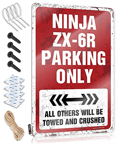 Dsoluuing Zimmerzubehör für Teen Jungen Ninja Zx-6R Parking Only Blechschild Schlafzimmer Türschild Schlafzimmer Stuff (Größe: 20 x 30 cm)