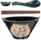 Kichvoe Ceramic Ramen Bowl Set 19 * 12CM Porcelain Noodle Bowl with Chopsticks & Spoon & Chopsticks Holder Pho Bowl Soup Bowl Large Noodle Bowls