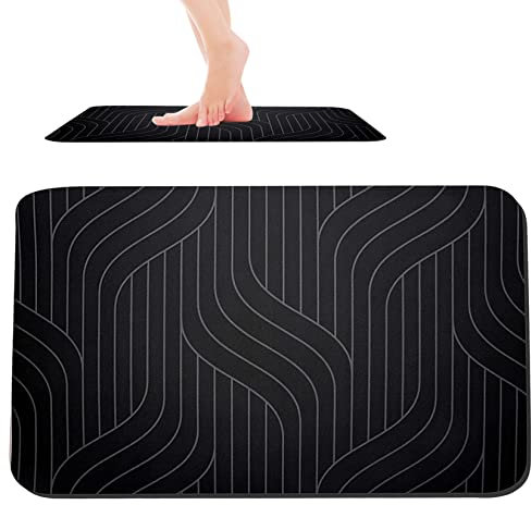 Rachlicy Tapis De Bain en Pierre De DiatoméE Tapis De Salle De Bain à SéChage Rapide Noir 40x60 Cm