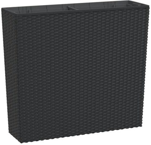 vidaXL Pflanzkübel, Blumenkübel mit herausnehmbaren Einsatz, Blumentopf Übertopf Rattan-Optik, Pflanzkasten für Innen Außen, Anthrazit PP