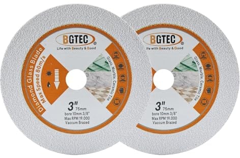 Glas-Trennscheibe - BGTEC 3 75mm Diamant-Trennscheibe für Glas, Jade, Kristall, Weinflaschen, Keramikfliesen, Marmor, Kunststein, 2 Pack