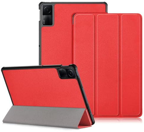 DINGGUAGUA Funda para Xiaomi Redmi Pad SE Tablet 11 Pulgadas 2023,Ultra Delgado Carcasa con Función de Soporte,Rojo