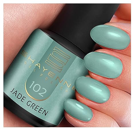 SHAYENNE UV Gel Nagellack - 102 Jade Green Grün mit Schimmer 15 ml - Langanhaltend, Kratzfest & Hochglänzend - Profi-Qualität - LED kompatibel - Perfekt für Zuhause & Studio - Made in Germany
