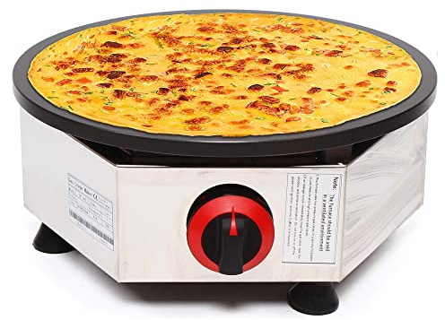 Máquina de tortitas a gas, creperas antiadherentes redondas comerciales de 16 pulgadas, potencia de fuego ajustable para fiestas, cafeterías, casas de té