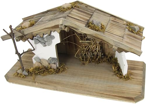 FADEDA Stalla Miltach/altezza: 15cm/dipinta a mano/personaggi fedeli ai dettagli, decorazione da tavolo di Natale accessori presepe