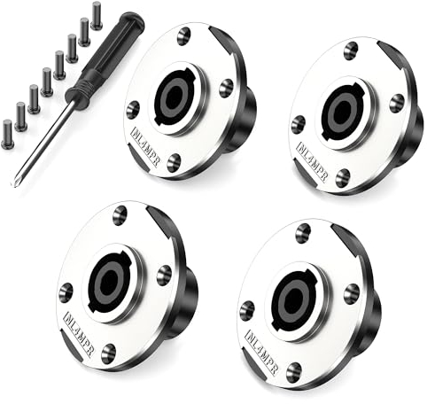 Jumwa 4Pack 4 Pole Speakon Panel Twist Lock Lautsprecher Buchse Metall Rund Panel Jack Montage Kompatibel mit Neutrik Speakon NL4MP, NL4MPR, NL4FC, NL4FX, NLT4X, NL4 Serie, NL2FC, Type8