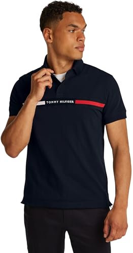 Tommy Hilfiger Polo de Manga Corta Hombre Chest Insert Regular Fit, Azul (Desert Sky), XXL
