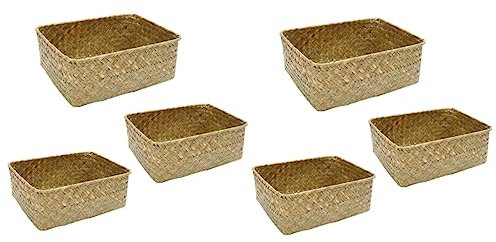 PRETYZOOM 6 Stk Gewebter Kleinigkeiten-organizer-korb Aufbewahrungskorb Körbe Flechten Desktop-organizer Aufbewahrungskorb Für Tee Weben Von Seegras Keine Deckung Schmücken