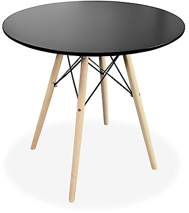 amuéblate online Mesa Extensible de Cristal de Cocina o Comedor Acabada en Negro Modelo Fuji, Práctica y Funcional, Melamina, 80 cm (Largo) x 80 cm (Ancho) x 75 cm (Alto)