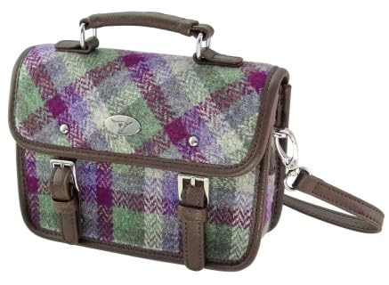 Glen Appin Harris Tweed Bervie Mini-Umhängetasche mit verstellbarem und abnehmbarem Schultergurt, Col 133 Green/Puple, s
