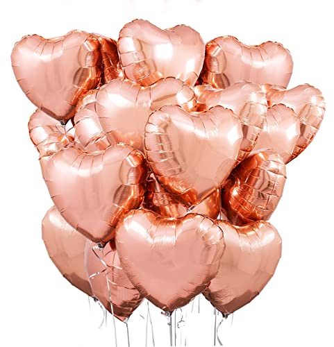 Palloncini Foil Cuore oro rosa, 20 Pezzi Palloncini oro rosa Cuore, Palloncini per Valentines Day, Palloncini Cuore oro rosa per Nozze, Decorazione Festa di Compleanno di San Valentino