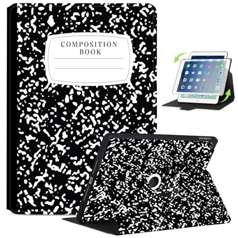Anpredo 360 Grad drehbare Hülle für iPad 10,2 Zoll 9th/7th/8th Generatiion, Schutzhülle Smart Cover mit Ständer für Apple iPad 9/7/8 Gen A2602/A2603/A2197/A2270/A2200, Composition Book
