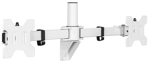 VIVO Soporte de pared para monitor LED LCD dual de 21 a 32 pulgadas, brazos telescópicos resistentes, configuración de pared empotrada, se adapta a 2 pantallas, blanco, MOUNT-TS32W