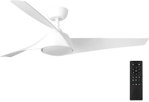 NORHES Zelha Ventilador Techo Blanco. Luz Led 24W Neutra/Cálida/Extra Cálida. Motor DC. 3 Aspas ABS Ø132cm. Verano/Invierno. 6 Velocidades. Control Remoto Temporizador. Silencioso. Brisa