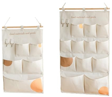 KICPUK Door Organiser Hanging Bag,Hanging Organiser für die Wand,Camping-Aufbewahrungstasche,geeignet für Schränke,hinter Türen,Badezimmer,Büros (2-teiliges Set,Khaki)