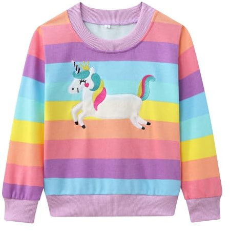 Little Girls Sweatshirt Long Sleeve Cotton Jumper Casual Kids Christmas Shirt Tops Childrens Pullover T-Shirt for Toddler Clothes Age 2-7 Years