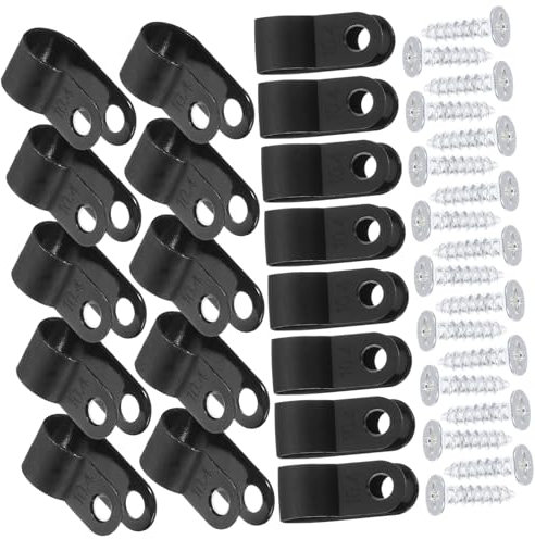 Artibetter 200pcs Black Cable Clips Cord Management Clips for Wall Electrical Wire Fixing Buckle Screws