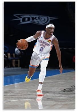 ADMLIE Shai Gilgeous Alexander-Basketballspieler, Art-Deco-Poster, Wandkunst, Leinwandbild, Wohnzimmer-Dekoration, Zuhause, 50 x 75 cm