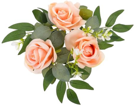 Simulierter Blumenkerzenhalter Couchtischdekoration Kerzenring geburtstagsdekoration gebutagsdeko kerzenständer Hochzeitsdekoration gefälschter Blumenkranz Party Kranz Stoff HOMOCONO