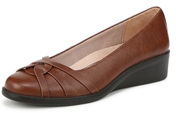 LifeStride Womens Jorie Ballet Flat Walnut Faux Leather 10 W