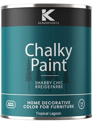 Contura Kreidefarbe Möbel Farbe 750ml. Trend Farbtöne 2025 Möbellack Holz- Lack Shabby Chic Matt (Tropical Lagoon, 750ml.)