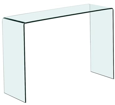 Vente-unique - Console en Verre trempé courbé - Transparent - Alonzo