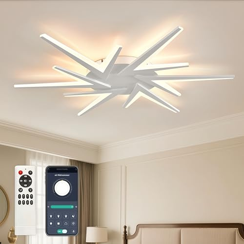 LED Deckenleuchte Dimmbar, 55W Deckenlampe LED mit Fernbedienung, 90cm Wohnzimmerlampe APP Farbwechsel, Moderne Deckenlampe Wohnzimmer Lampe wohnzimmer, Energie Sparen Dimming Lampen Schlafzimmerlampe