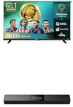 Hisense TV & Soundbar Bundle: 40E5QTUK HD TV plus the HS2000 Soundbar – sharp visuals with enhanced stereo sound