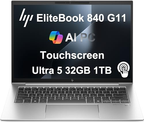 HP EliteBook 840 G11 Business Laptop (14 FHD+ Touchscreen, Intel 12-Core Ultra 5 125U (> i7-1355U), 32GB DDR5 RAM, 1TB SSD) Backlit, Fingerprint, 5MP Webcam, 2X Thunderbolt 4, Win 11 Pro, 2025 AI PC