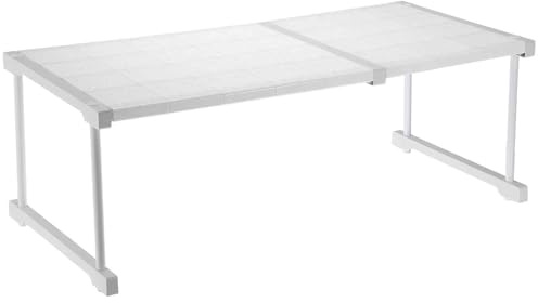 HARFINGTON Expandable Cabinet Tension Shelf 26.38 to 34.65 Adjustable Cabinet Organizer 32 x 16.54 Flower Pattern Table Storage Rack for Wardrobe Cupboard Kitchen Bedroom