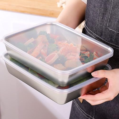 Anicy 2er-Set Kastenform Backform mit Deckel, Edelstahl, 25 x 20 x 5 cm | Für Kuchen Brownie Brot Toast, Brotbackform Kuchenform Eckig, Auflaufform, Spülmaschinengeeignet