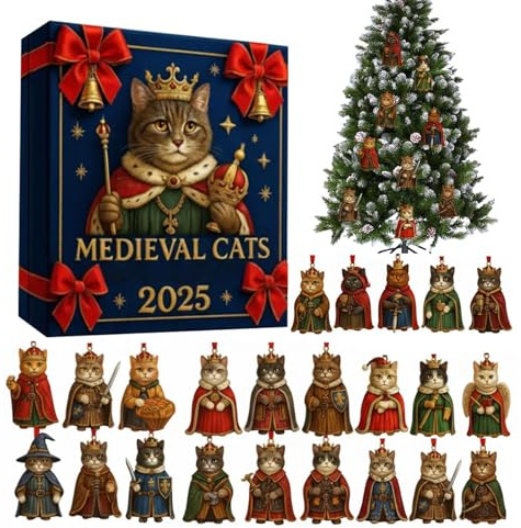 Calendario De Adviento | Ornamento De Gato Acrílico 2D,24 Días De De Gato Para El Árbol De Navidad | Para Casa Colección Ventana Pared Celebración Amateur
