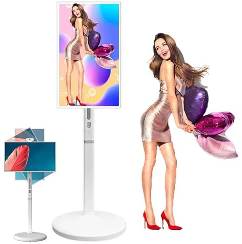 27 Rotatable Portable Smart TV, 1080p Touchscreen Display, Rolling Standing TV with Android 13, 7800mAh Battery, for Sports, Learning, Live Streaming
