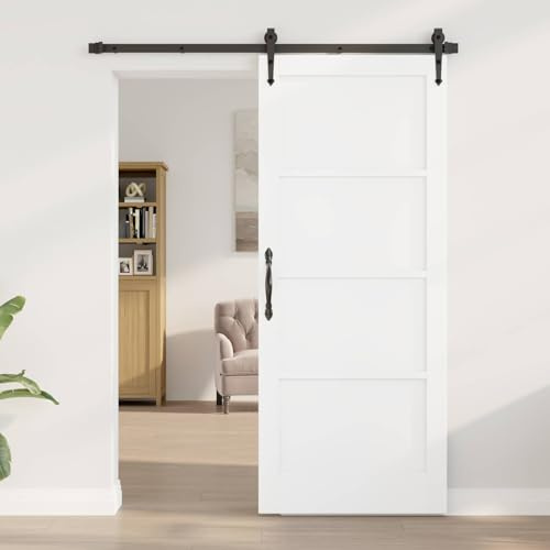 GeenYuu Porte intérieure blanche en contreplaqué, 83 x 202 cm, porte coulissante pour intérieur, peu encombrante, robuste et polyvalente, idéale pour la rénovation et l'aménagement moderne