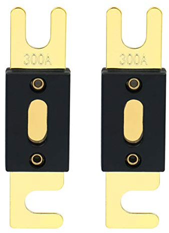 Heschen ANL Fuse ANL-300 Lot de 2 fusibles 300 A pour système audio de voiture Doré et noir