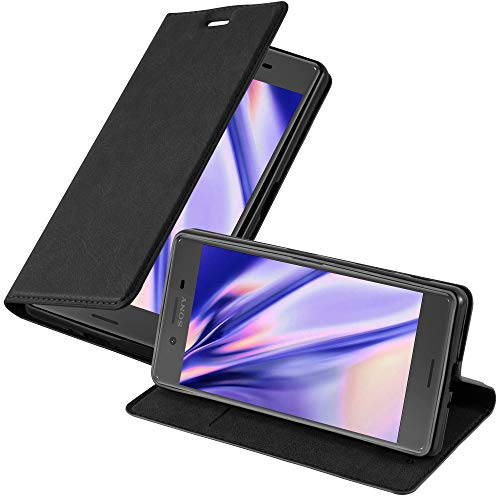 Cadorabo Hülle kompatibel mit Sony Xperia X aus Premium Kunst Leder Flip Klappbare Stoßfeste Magnetische [Standfunktion] [Kartenfächern] Cover Hülle für Sony Xperia X Tasche in Schwarz