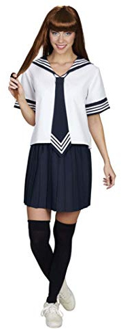 Andrea Moden - Kostüm Matrosin, Faltenrock und Oberteil mit angenähter Krawatte, Marine, Schuluniform, Cosplay, Mottoparty, Karneval