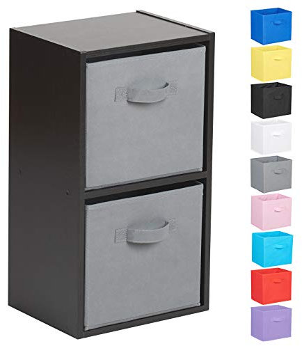 Hartleys 2 Tier Black Cube Unit - Grey Storage Boxes